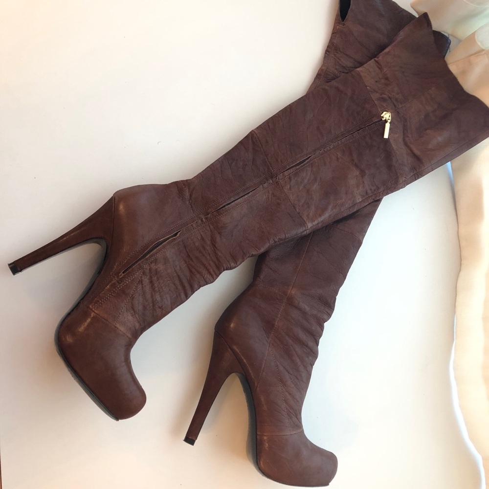 Report Signature Cognac Leather Boots - Fairfax